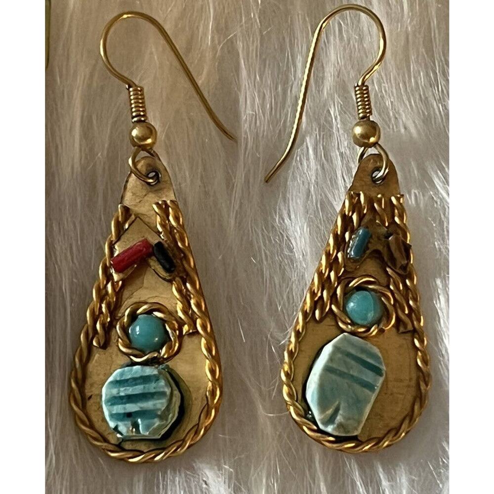 EARRINGS VTG Golden Teardrop